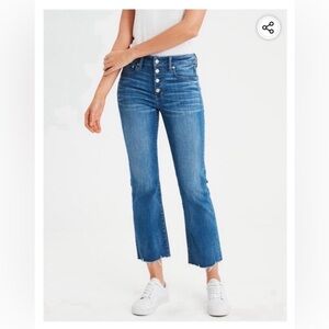 American Eagle Hi-Rise Crop Flare Jeans Super Stretch X Size 14
